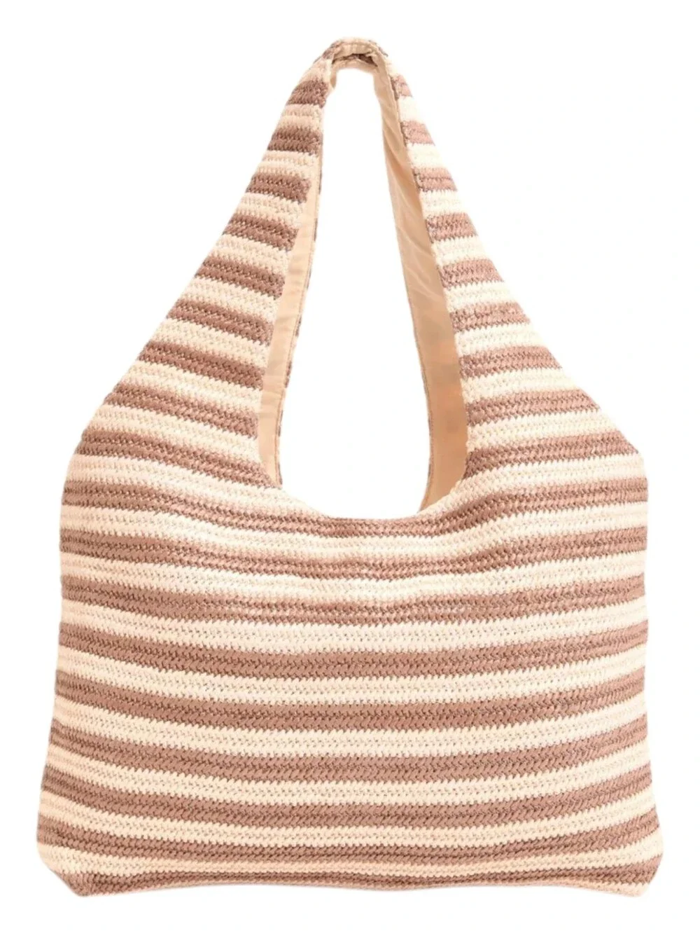 Beach Riot NEW Nantucket Tote Cream/Brown Stripes Unstructured Knit
